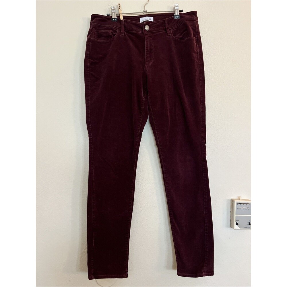 Ann Taylor Women's Curvy Skinny 5 Pocket Red Corduroy 29" Inseam Pants SZ 10